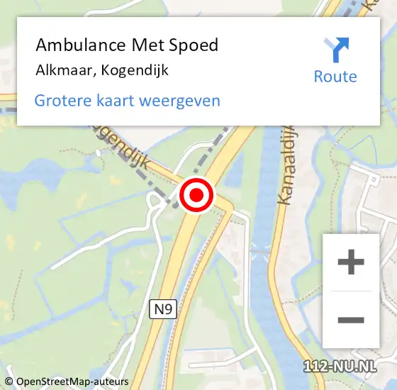 Locatie op kaart van de 112 melding: Ambulance Met Spoed Naar Alkmaar, Kogendijk op 29 september 2017 14:42