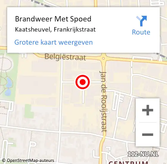 Locatie op kaart van de 112 melding: Brandweer Met Spoed Naar Kaatsheuvel, Frankrijkstraat op 29 september 2017 15:35