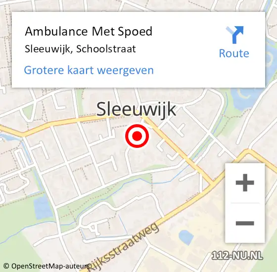 Locatie op kaart van de 112 melding: Ambulance Met Spoed Naar Sleeuwijk, Schoolstraat op 29 september 2017 15:46