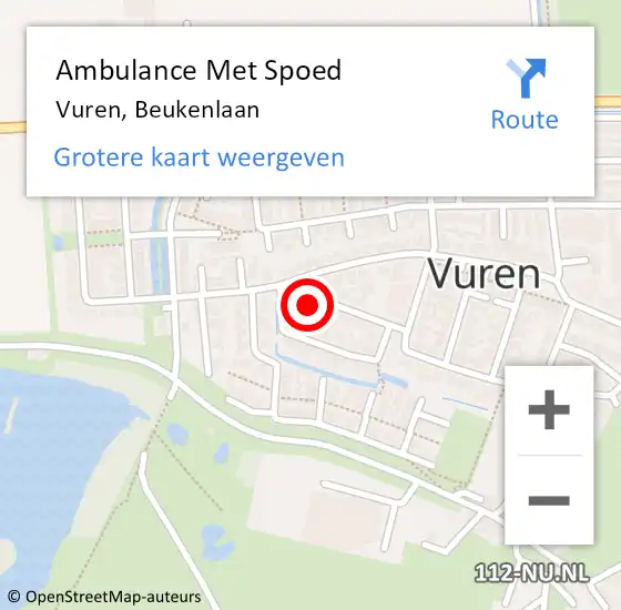 Locatie op kaart van de 112 melding: Ambulance Met Spoed Naar Vuren, Beukenlaan op 29 september 2017 15:48