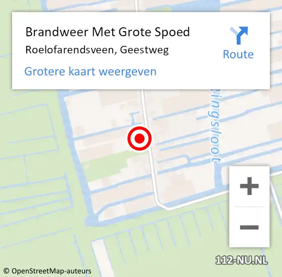 Locatie op kaart van de 112 melding: Brandweer Met Grote Spoed Naar Roelofarendsveen, Geestweg op 2 februari 2014 19:53