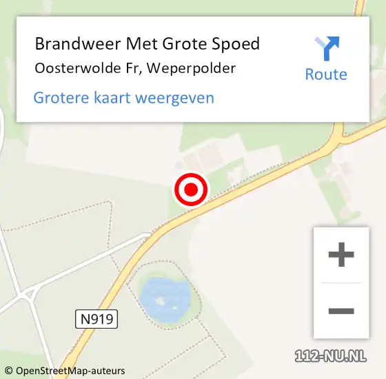 Locatie op kaart van de 112 melding: Brandweer Met Grote Spoed Naar Oosterwolde Fr, Weperpolder op 29 september 2017 16:16