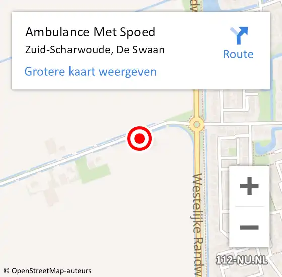 Locatie op kaart van de 112 melding: Ambulance Met Spoed Naar Zuid-Scharwoude, De Swaan op 29 september 2017 16:29