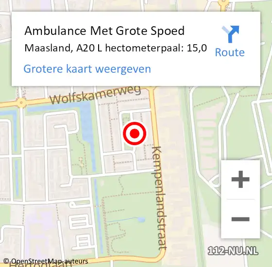 Locatie op kaart van de 112 melding: Ambulance Met Grote Spoed Naar Maasland, A20 L hectometerpaal: 15,0 op 29 september 2017 18:16