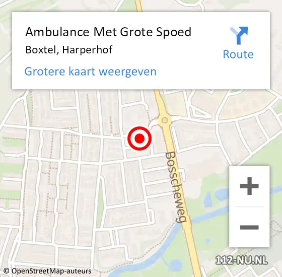 Locatie op kaart van de 112 melding: Ambulance Met Grote Spoed Naar Boxtel, Harperhof op 29 september 2017 18:17