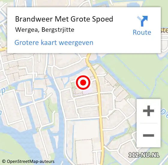 Locatie op kaart van de 112 melding: Brandweer Met Grote Spoed Naar Wergea, Bergstrjitte op 29 september 2017 18:30