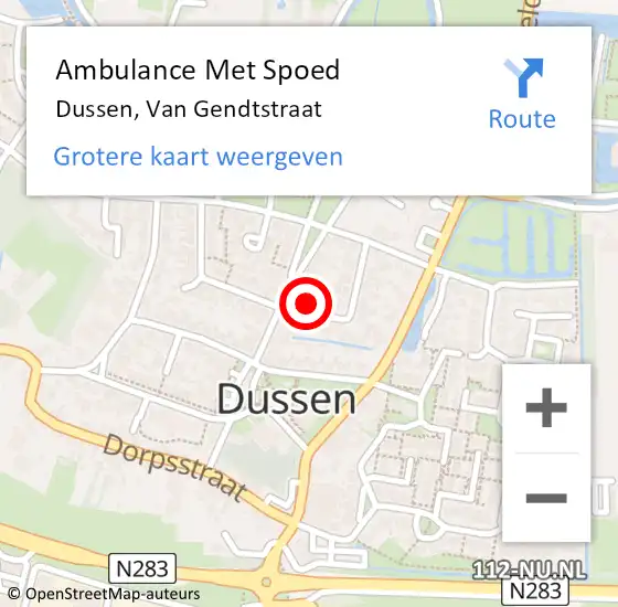 Locatie op kaart van de 112 melding: Ambulance Met Spoed Naar Dussen, Van Gendtstraat op 29 september 2017 18:35