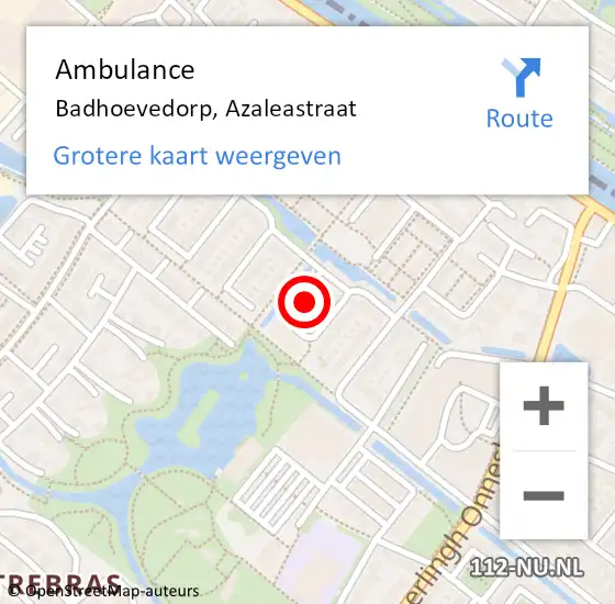 Locatie op kaart van de 112 melding: Ambulance Badhoevedorp, Azaleastraat op 29 september 2017 18:55