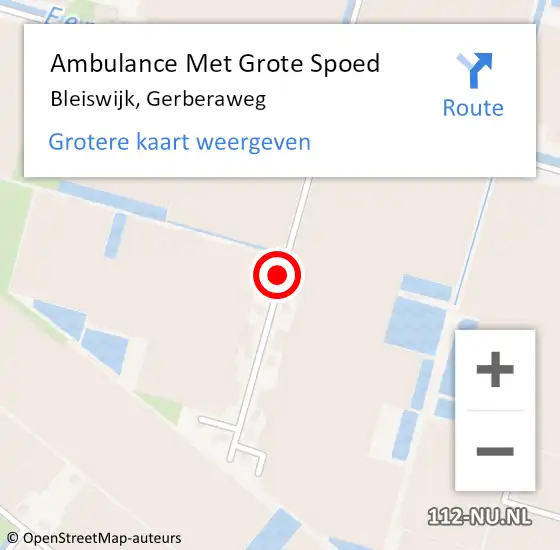 Locatie op kaart van de 112 melding: Ambulance Met Grote Spoed Naar Bleiswijk, Gerberaweg op 29 september 2017 19:35