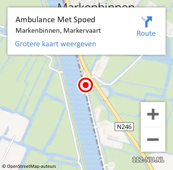 Locatie op kaart van de 112 melding: Ambulance Met Spoed Naar Markenbinnen, Markervaart op 29 september 2017 19:38