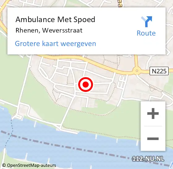 Locatie op kaart van de 112 melding: Ambulance Met Spoed Naar Rhenen, Weversstraat op 29 september 2017 20:35