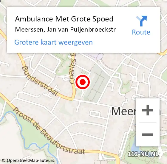 Locatie op kaart van de 112 melding: Ambulance Met Grote Spoed Naar Meerssen, Jan van Puijenbroeckstr op 2 februari 2014 20:33