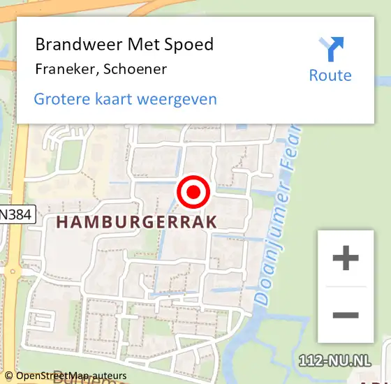 Locatie op kaart van de 112 melding: Brandweer Met Spoed Naar Franeker, Schoener op 29 september 2017 20:54