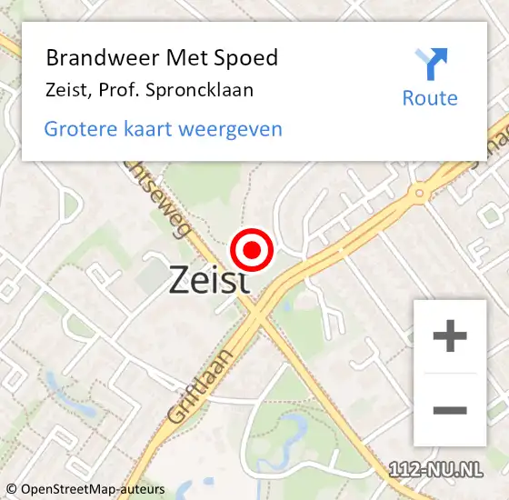 Locatie op kaart van de 112 melding: Brandweer Met Spoed Naar Zeist, Prof. Sproncklaan op 29 september 2017 21:32