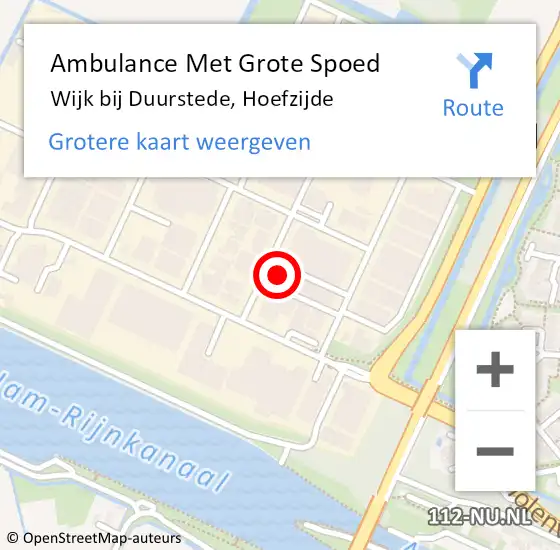 Locatie op kaart van de 112 melding: Ambulance Met Grote Spoed Naar Wijk bij Duurstede, Hoefzijde op 29 september 2017 22:15