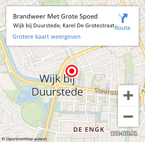 Locatie op kaart van de 112 melding: Brandweer Met Grote Spoed Naar Wijk bij Duurstede, Karel De Grotestraat op 29 september 2017 22:17