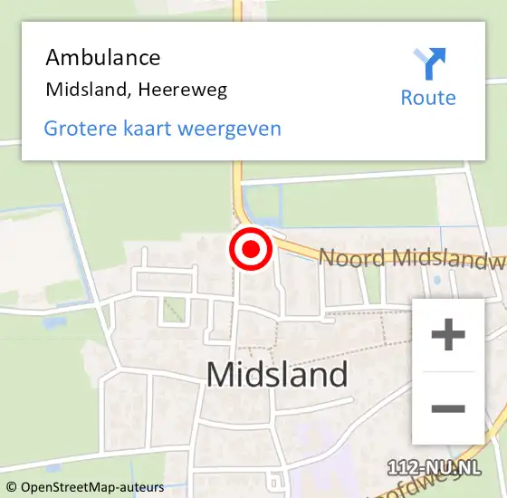 Locatie op kaart van de 112 melding: Ambulance Midsland, Heereweg op 29 september 2017 22:51