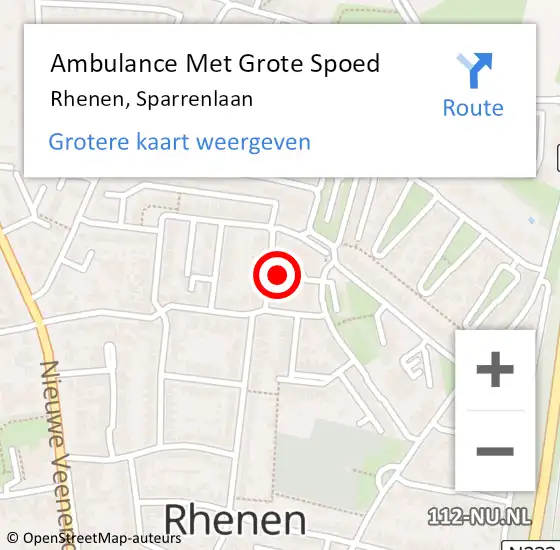 Locatie op kaart van de 112 melding: Ambulance Met Grote Spoed Naar Rhenen, Sparrenlaan op 29 september 2017 23:13