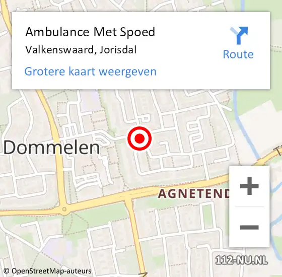 Locatie op kaart van de 112 melding: Ambulance Met Spoed Naar Valkenswaard, Jorisdal op 29 september 2017 23:29