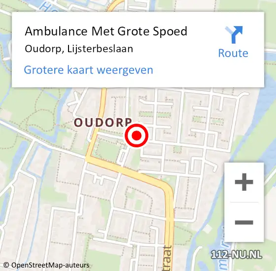 Locatie op kaart van de 112 melding: Ambulance Met Grote Spoed Naar Oudorp, Lijsterbeslaan op 30 september 2017 00:05