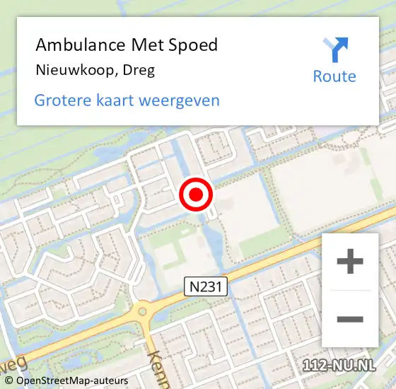 Locatie op kaart van de 112 melding: Ambulance Met Spoed Naar Nieuwkoop, Dreg op 30 september 2017 00:23