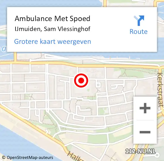 Locatie op kaart van de 112 melding: Ambulance Met Spoed Naar IJmuiden, Sam Vlessinghof op 30 september 2017 03:07
