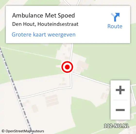 Locatie op kaart van de 112 melding: Ambulance Met Spoed Naar Den Hout, Houteindsestraat op 30 september 2017 03:36