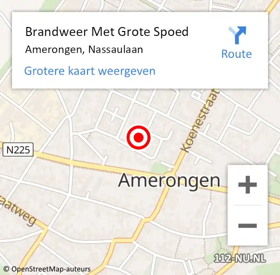 Locatie op kaart van de 112 melding: Brandweer Met Grote Spoed Naar Amerongen, Nassaulaan op 30 september 2017 03:37