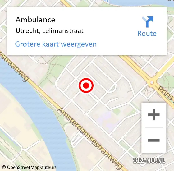 Locatie op kaart van de 112 melding: Ambulance Utrecht, Lelimanstraat op 30 september 2017 03:49