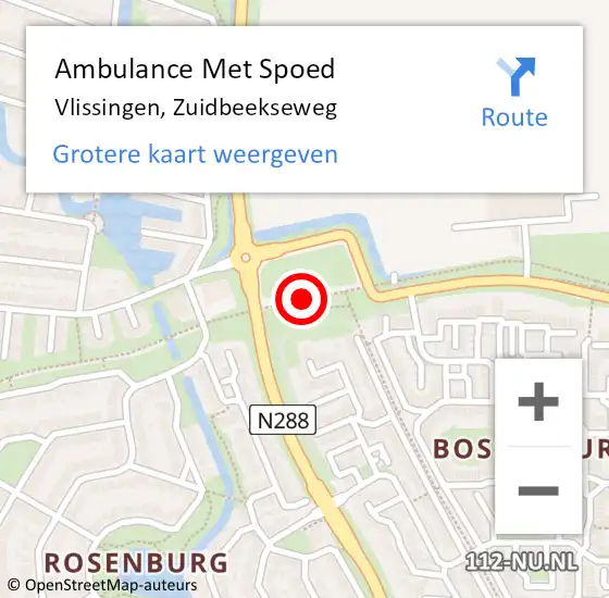 Locatie op kaart van de 112 melding: Ambulance Met Spoed Naar Vlissingen, Zuidbeekseweg op 30 september 2017 04:35