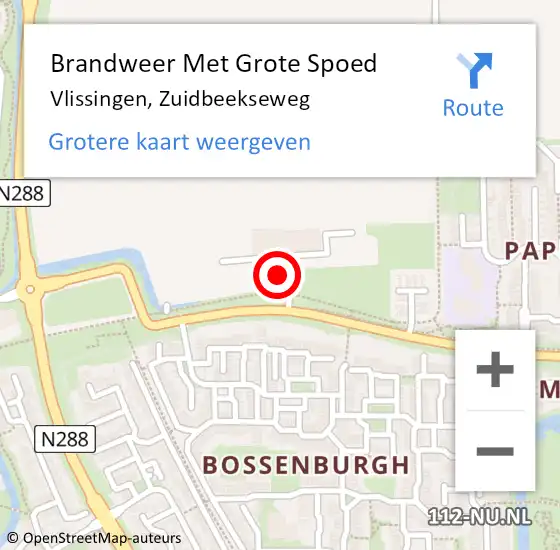 Locatie op kaart van de 112 melding: Brandweer Met Grote Spoed Naar Vlissingen, Zuidbeekseweg op 30 september 2017 04:36