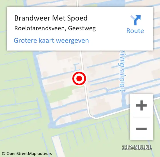 Locatie op kaart van de 112 melding: Brandweer Met Spoed Naar Roelofarendsveen, Geestweg op 2 februari 2014 21:12