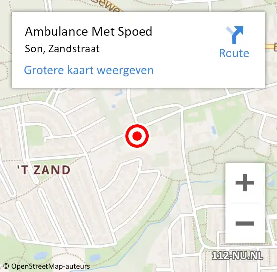 Locatie op kaart van de 112 melding: Ambulance Met Spoed Naar Son, Zandstraat op 30 september 2017 07:49