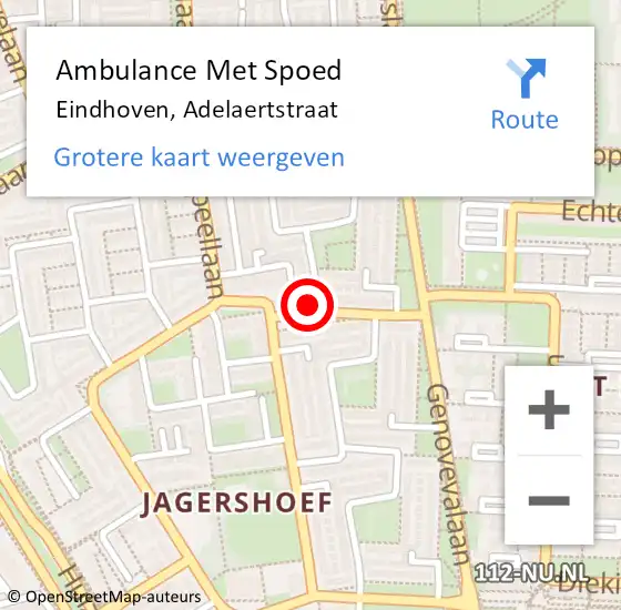 Locatie op kaart van de 112 melding: Ambulance Met Spoed Naar Eindhoven, Adelaertstraat op 30 september 2017 08:01