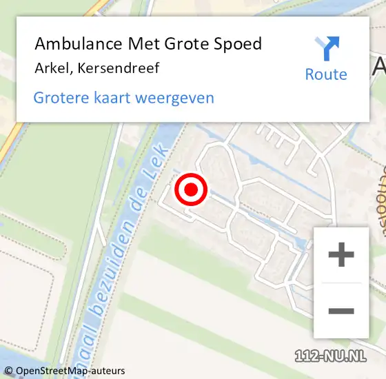 Locatie op kaart van de 112 melding: Ambulance Met Grote Spoed Naar Arkel, Kersendreef op 2 februari 2014 21:15