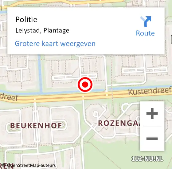 Locatie op kaart van de 112 melding: Politie Lelystad, Plantage op 30 september 2017 08:18