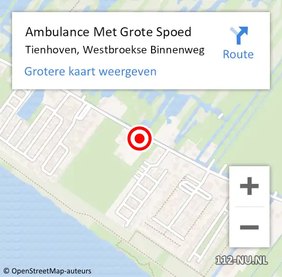 Locatie op kaart van de 112 melding: Ambulance Met Grote Spoed Naar Tienhoven, Westbroekse Binnenweg op 30 september 2017 08:52