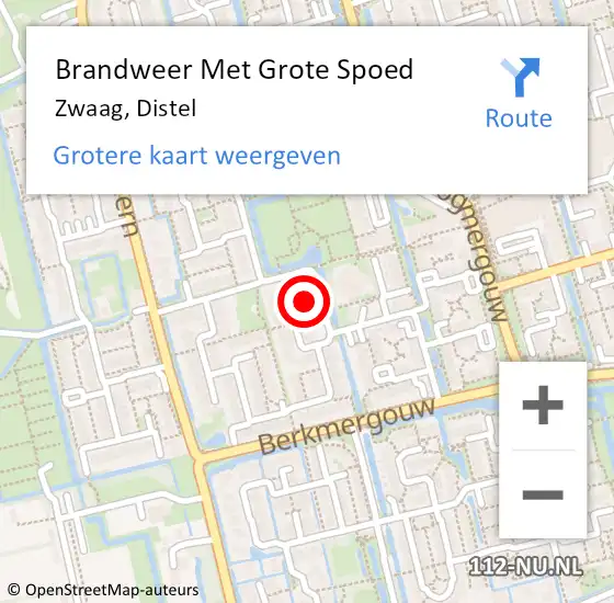 Locatie op kaart van de 112 melding: Brandweer Met Grote Spoed Naar Zwaag, Distel op 30 september 2017 09:12