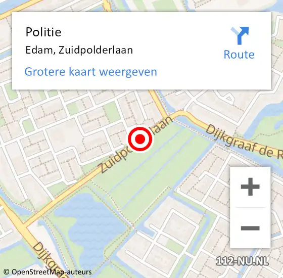 Locatie op kaart van de 112 melding: Politie Edam, Zuidpolderlaan op 30 september 2017 09:19