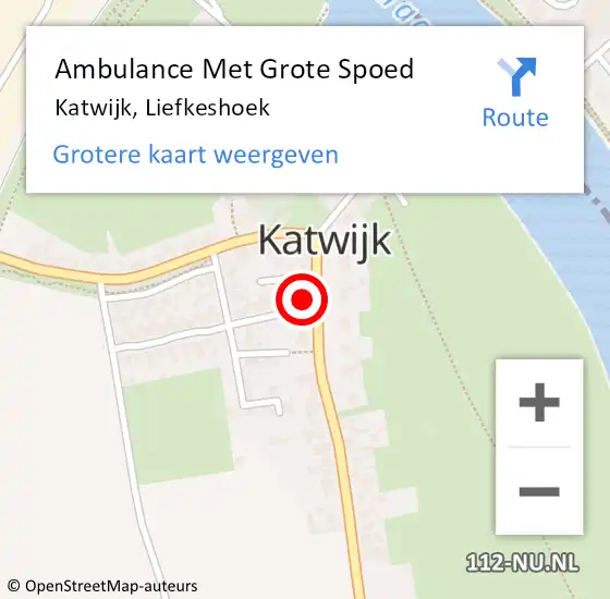 Locatie op kaart van de 112 melding: Ambulance Met Grote Spoed Naar Katwijk, Liefkeshoek op 2 februari 2014 21:24