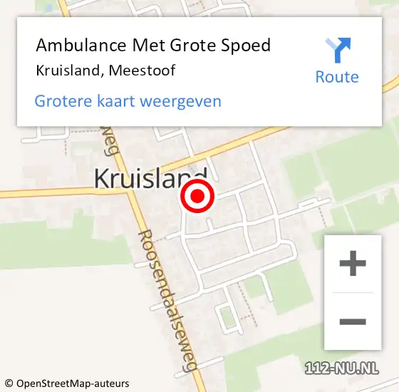 Locatie op kaart van de 112 melding: Ambulance Met Grote Spoed Naar Kruisland, Meestoof op 30 september 2017 09:56