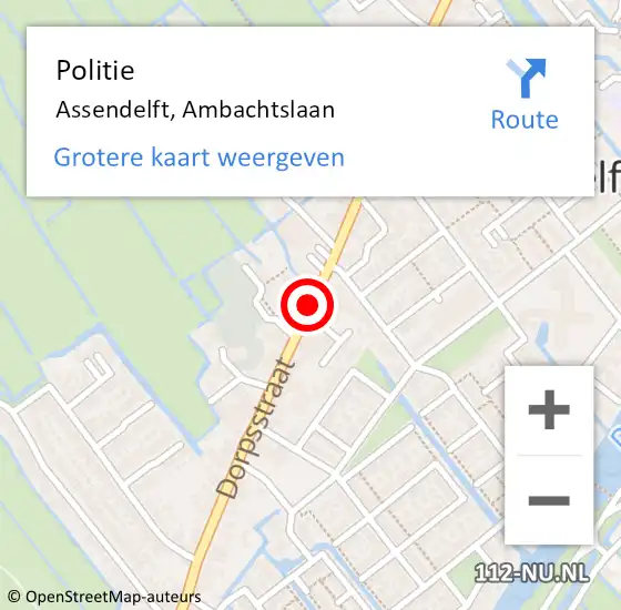 Locatie op kaart van de 112 melding: Politie Assendelft, Ambachtslaan op 30 september 2017 12:29