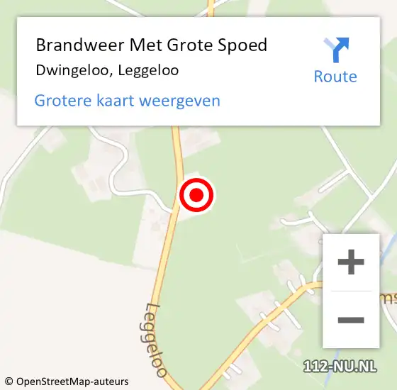 Locatie op kaart van de 112 melding: Brandweer Met Grote Spoed Naar Dwingeloo, Leggeloo op 30 september 2017 12:50