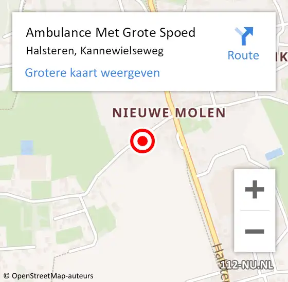 Locatie op kaart van de 112 melding: Ambulance Met Grote Spoed Naar Halsteren, Kannewielseweg op 30 september 2017 12:57