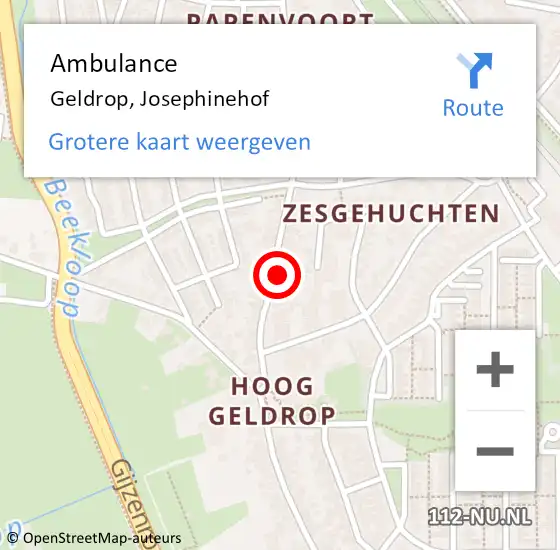 Locatie op kaart van de 112 melding: Ambulance Geldrop, Josephinehof op 30 september 2017 12:59