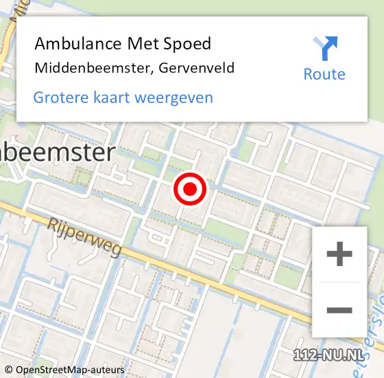 Locatie op kaart van de 112 melding: Ambulance Met Spoed Naar Middenbeemster, Gervenveld op 30 september 2017 13:57