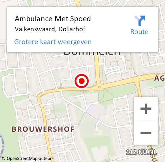 Locatie op kaart van de 112 melding: Ambulance Met Spoed Naar Valkenswaard, Dollarhof op 30 september 2017 14:00