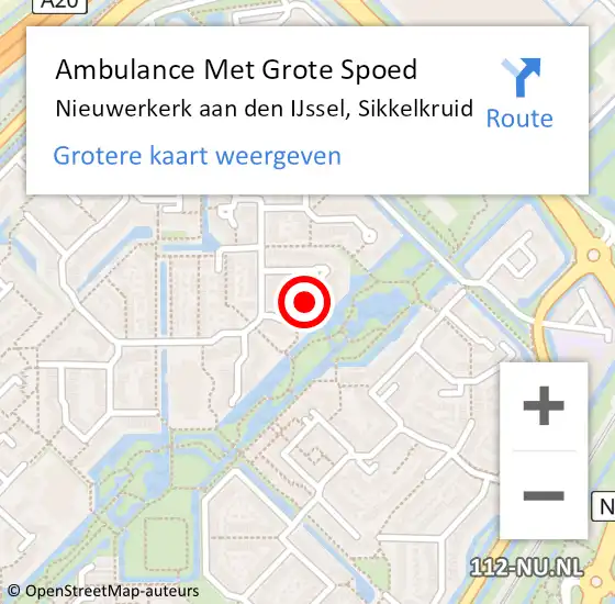 Locatie op kaart van de 112 melding: Ambulance Met Grote Spoed Naar Nieuwerkerk aan den IJssel, Sikkelkruid op 30 september 2017 14:02