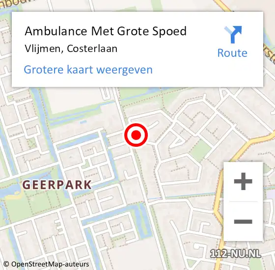 Locatie op kaart van de 112 melding: Ambulance Met Grote Spoed Naar Vlijmen, Costerlaan op 30 september 2017 14:28