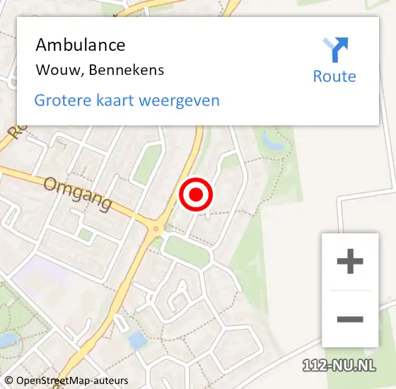 Locatie op kaart van de 112 melding: Ambulance Wouw, Bennekens op 30 september 2017 14:43